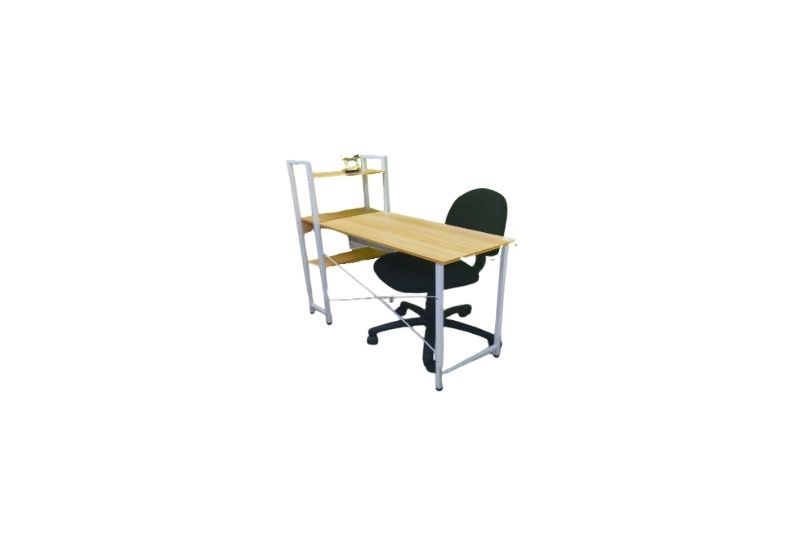 MESA COMPUTADORA CON ESTANTE BEIGE
