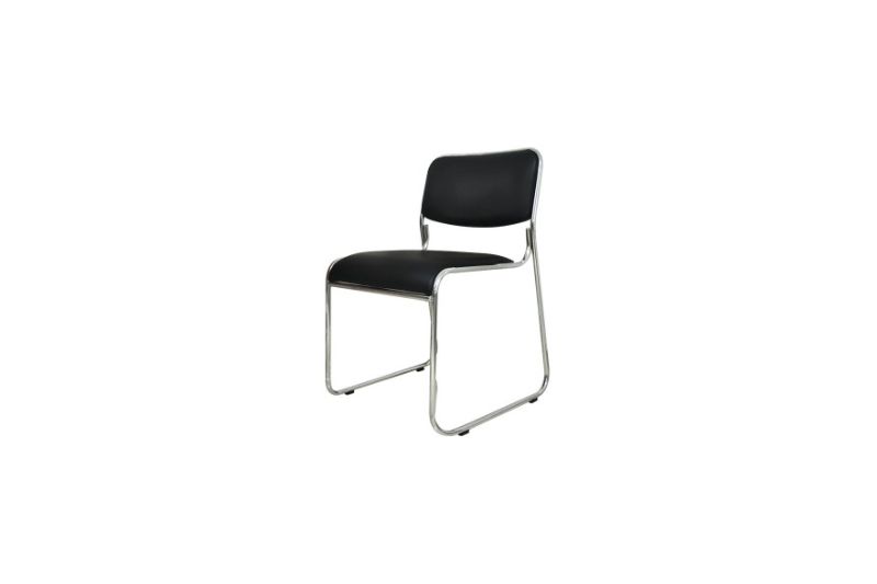 SILLA DE VISITA CROMADA NEGRO C114