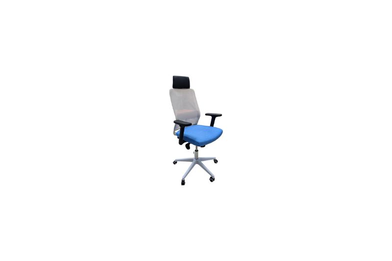 SILLA  M30 BLANCA CON ASIENTO AZUL